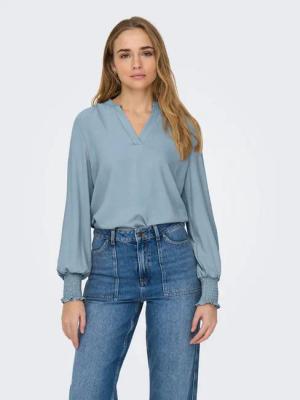 ONLY Blusenshirt ONLMETTE V-NECK LS SMOCK TOP NOOS WVN
