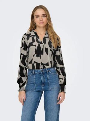 ONLY Blusenshirt ONLMETTE V-NECK LS SMOCK TOP NOOS WVN