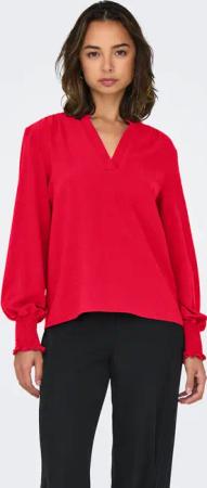 ONLY Blusenshirt "ONLMETTE V-NECK LS SMOCK TOP NOOS WVN"