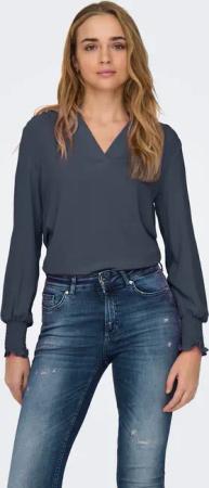 ONLY Blusenshirt "ONLMETTE V-NECK LS SMOCK TOP NOOS WVN"