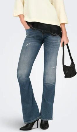 ONLY Bootcut-Jeans "ONLBLUSH MID WAIST FLARED DNM REA1099" mit dezentem Used-Look