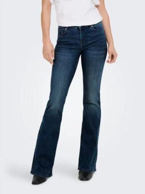 ONLY Bootcut-Jeans ONLLUSH MW RETRO FLARED DNM Materialmix, bootcut fit, Regular Waist,  Retro-Fit