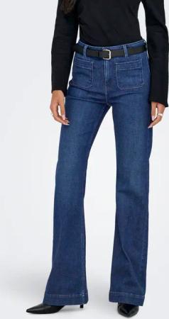 ONLY Bootcut-Jeans "ONLMADISON HW POCKET FL DNM GEN533 NOOS" hohe Leibhöhe, aufgesetzte Eingrifftaschen, ausgestellte Beinform