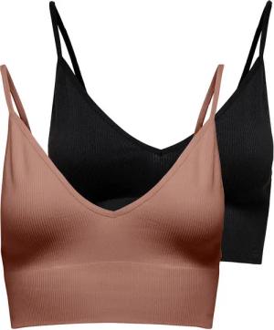 ONLY Bustier ONLVICKY – BH-Tops mit geripptem Detail im 2er-Pack (Packung, 2-tlg) figurbetont, modisch, Materialmix, Jersey, Spaghettiträger