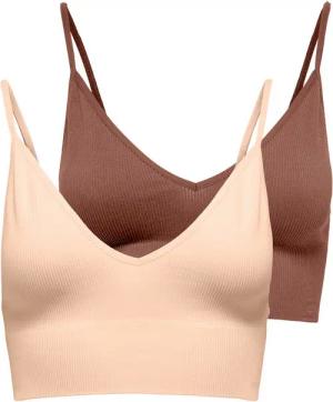 ONLY Bustier ONLVICKY – BH-Tops mit geripptem Detail im 2er-Pack (Packung, 2-tlg) figurbetont, modisch, Materialmix, Jersey, Spaghettiträger