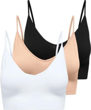 ONLY Bustier ONLVICKY RIB S-L V-NECK 3-PACK TOP NOOS (Packung, 3-tlg) figurbetont, modisch, Materialmix, Jersey, Spaghettiträger