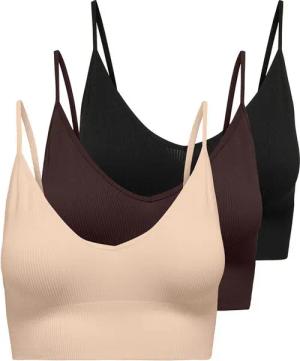 ONLY Bustier ONLVICKY RIB S-L V-NECK 3-PACK TOP NOOS (Packung, 3-tlg) figurbetont, modisch, Materialmix, Jersey, Spaghettiträger