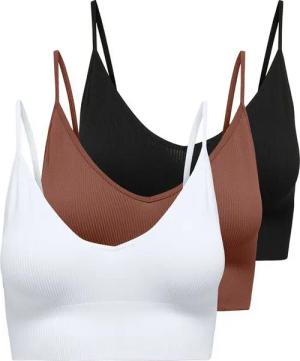 ONLY Bustier ONLVICKY RIB S-L V-NECK 3-PACK TOP NOOS (Packung, 3-tlg) figurbetont, modisch, Materialmix, Jersey, Spaghettiträger
