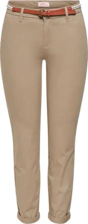 ONLY Chinohose "ONLBIANA – Chinohose mit Gürtel und Umschlagsaum" slim fit, modisch, Web, Baumwollmischung