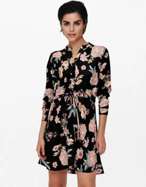 ONLY Druckkleid ONLCORY LIFE L/S V-NECK TUNIC WVN NOOS Sommerkleid mit Taillengürtel