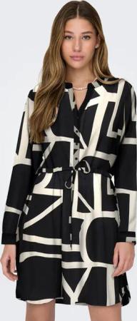 ONLY Druckkleid ONLCORY LIFE L/S V-NECK TUNIC WVN NOOS Sommerkleid mit Taillengürtel