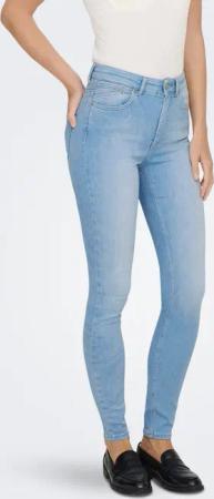 ONLY High-waist-Jeans "ONLBLUSH HW SKINNY ANK DNM REA008 NOOS" Bleach Wash für einen Faded-Look