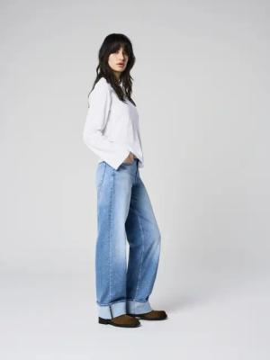 ONLY High-waist-Jeans "ONLMERCER HW WIDE FOLD UP DNM REA330NOOS" Baumwollmischung, high waist, wide fit