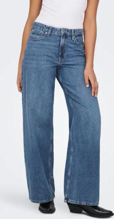ONLY High-waist-Jeans "ONLSILKY SOFT HW WIDE DNM PIM233 NOOS" mittlere Waschung, hohe Leibhöhe, weite Beinform