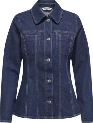 Only Jeansjacke - ONLELLE L/S FITTED DNM JACKET GUA - XS bis XL - für Damen - Größe L - blau