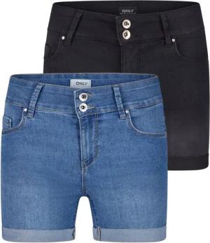 ONLY Jeansshorts Damen Shorts ONLCarmen 2er Pack Skinny Fit Basic Hotpants mit Stretch