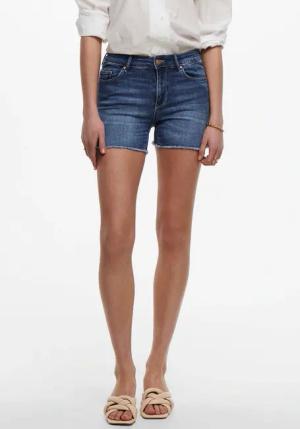 ONLY Jeansshorts "ONLBLUSH – Jeansshorts mit fransigem Saum" Abriebeffekte, modisch, skinny fit, Rundhals, regular fit