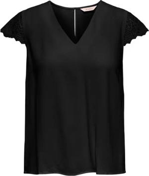 ONLY Kurzarmbluse ONLELVA-VIA S/S DETAIL TOP WVN CS FR Viskose, Spitze