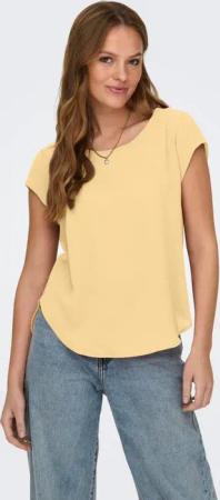 ONLY Kurzarmbluse ONLVIC – feminines Blusenshirt in lockerer Form regular fit, Web, Kunstfaser, Rundhals, unifarben