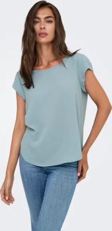 ONLY Kurzarmbluse "ONLVIC – feminines Blusenshirt in lockerer Form" regular fit, Web, Kunstfaser, Rundhals, unifarben