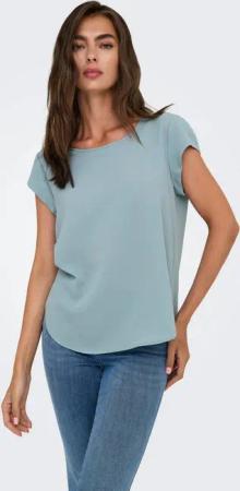 ONLY Kurzarmbluse ONLVIC – feminines Blusenshirt in lockerer Form regular fit, Web, Kunstfaser, Rundhals, unifarben