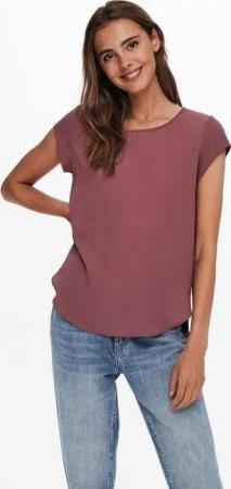 ONLY Kurzarmbluse ONLVIC – feminines Blusenshirt in lockerer Form regular fit, Web, Kunstfaser, Rundhals, unifarben