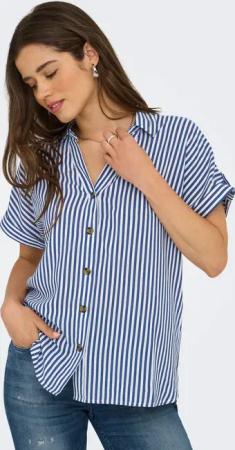 ONLY Kurzarmbluse "ONLYASMIN SHIRT S/S WVN NOOS" Viskose, hinten etwas länger geschnitten