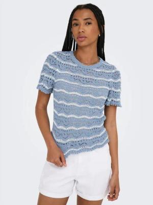 ONLY Kurzarmpullover ONLANNASOFIA LIFE SS STRIPE O-NECK KNT