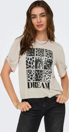 ONLY Kurzarmshirt ONLFREE – T-Shirt mit Print für lässige Kombinationen modisch, Jersey, regular fit, Materialmix, Rundhals
