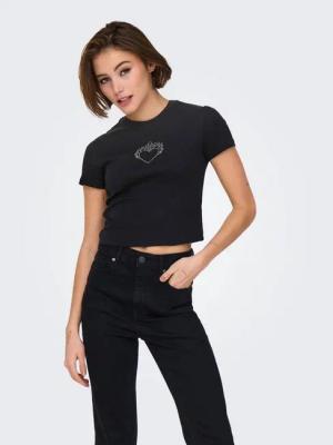 ONLY Kurzarmshirt ONLKIRA S/S BLING O-NECK SHORT TOP JRS