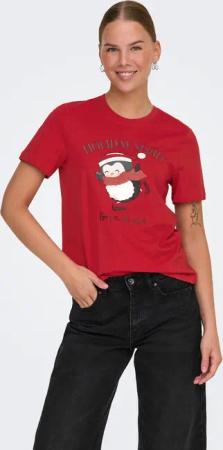 ONLY Kurzarmshirt "ONLKITA LIFE REG S/S TOP BOX XMAS JRS"