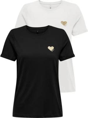 ONLY Kurzarmshirt ONLKITA LIFE S/S TOP 2 PACK CS JRS (Packung, 2-tlg) Baumwolle, Glitzerdruck