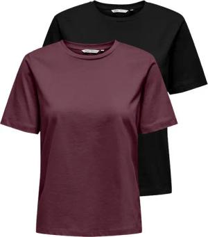 ONLY Kurzarmshirt ONLONLY – Doppelpack T-Shirts für Alltag und Freizeit (Packung, 2-tlg) regular fit, Jersey, Baumwolle, Rundhals, unifarben