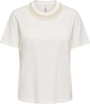 ONLY Kurzarmshirt "ONLPARKER S/S O-NECK BLING TOP BOX JRS" Materialmix, regular fit, Rundhals, mit Strass-Stein Detail