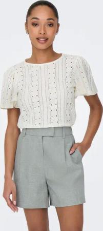 ONLY Kurzarmshirt "ONLRIVERSIDE – Shirt mit voluminösem Armschnitt für Alltag" regular fit, modisch, Jersey, Materialmix, Rundhals