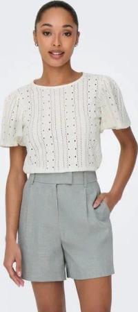 ONLY Kurzarmshirt ONLRIVERSIDE – Shirt mit voluminösem Armschnitt für Alltag regular fit, modisch, Jersey, Materialmix, Rundhals