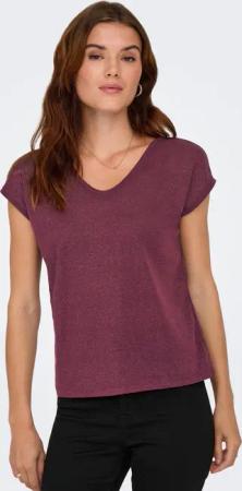 ONLY Kurzarmshirt "ONLSILVERY S/S V NECK LUREX TOP JRS NOOS"