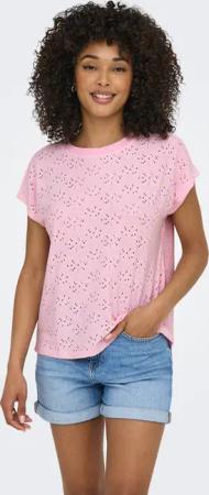 ONLY Kurzarmshirt "ONLSMILLA LIFE S/S TOP JRS NOOS" regular fit, modisch, Single Jersey, Materialmix, Rundhals