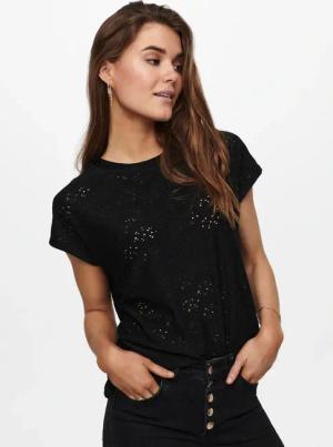 ONLY Kurzarmshirt "ONLSMILLA LIFE S/S TOP JRS NOOS" regular fit, modisch, Single Jersey, Materialmix, Rundhals