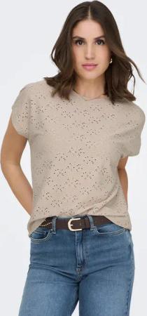 ONLY Kurzarmshirt "ONLSMILLA LIFE S/S TOP JRS NOOS" regular fit, modisch, Single Jersey, Materialmix, Rundhals