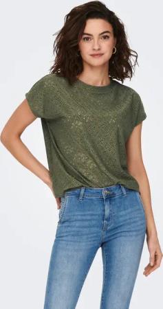 ONLY Kurzarmshirt "ONLSMILLA LIFE S/S TOP JRS NOOS" regular fit, modisch, Single Jersey, Materialmix, Rundhals