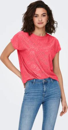 ONLY Kurzarmshirt "ONLSMILLA LIFE S/S TOP JRS NOOS" regular fit, modisch, Single Jersey, Materialmix, Rundhals