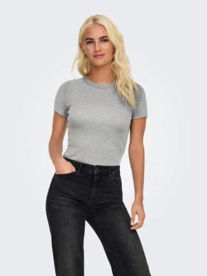 ONLY Kurzarmshirt ONLVAL – Basic-Shirt mit Stretchkomfort für jeden Tag regular fit, modisch, Jersey, Baumwollmischung, Rundhals