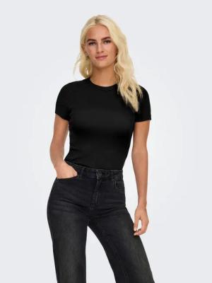 ONLY Kurzarmshirt ONLVAL – Basic-Shirt mit Stretchkomfort für jeden Tag regular fit, modisch, Jersey, Baumwollmischung, Rundhals