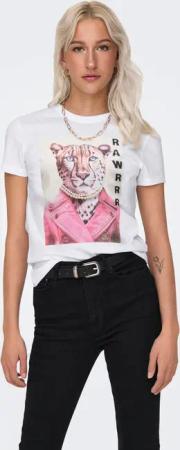 ONLY Kurzarmshirt "ONLVIBE LIFE S/S GLASSES TOP BOX JRS" Baumwolle, regular fit, Rundhals