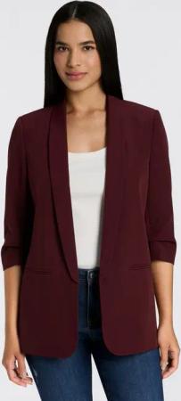 ONLY Kurzblazer ONLELLA – Femininer Blazer mit 3/4-Ärmeln und Raffung regular fit, casual, Web, Kunstfaser, V-Ausschnitt