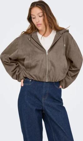 ONLY Kurzjacke "ONLDIANE LIFE FAUX HOOD JACKET CC OTW" ohne Kapuze aus Wildlederimitat, elastisches Bündchen