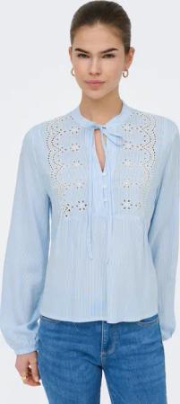 ONLY Langarmbluse "ONLLENNYO LS EMBROID V-NECK TOP NOOS WVN"