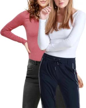 ONLY Langarmshirt Basic Shirt im 2er-Set in Unifarben