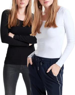 ONLY Langarmshirt Basic Shirt im 2er-Set in Unifarben